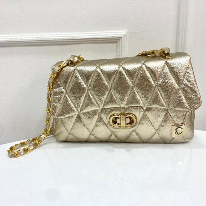 BOLSO CACHATINA - RIVER BAG - CUERO DORADO