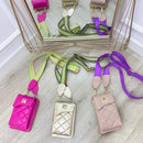 BOLSO CACHATINA - TRIXIE BAG - CUERO FUCSIA (RIATA VERDE X TAUPE)