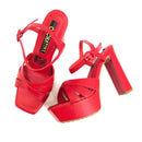 CALZADO CACHATINA - PLA 30 MUJER - NAGORE - CUERO ROJO - TACON 12.5 CM