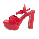 CALZADO CACHATINA - PLA 30 MUJER - NAGORE - CUERO ROJO - TACON 12.5 CM