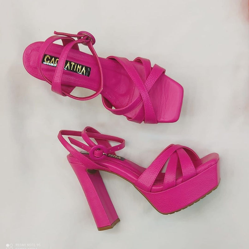 CALZADO CACHATINA - PLA 30 MUJER - NAGORY - CUERO FUCSIA - TACON 12.5 CM