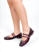 BALETA GLAM- CHAROL VINO TINTO MOJADO X BALTIMORE VINOTINTO 1.5- MARY JANE- CALZADO CACHATINA