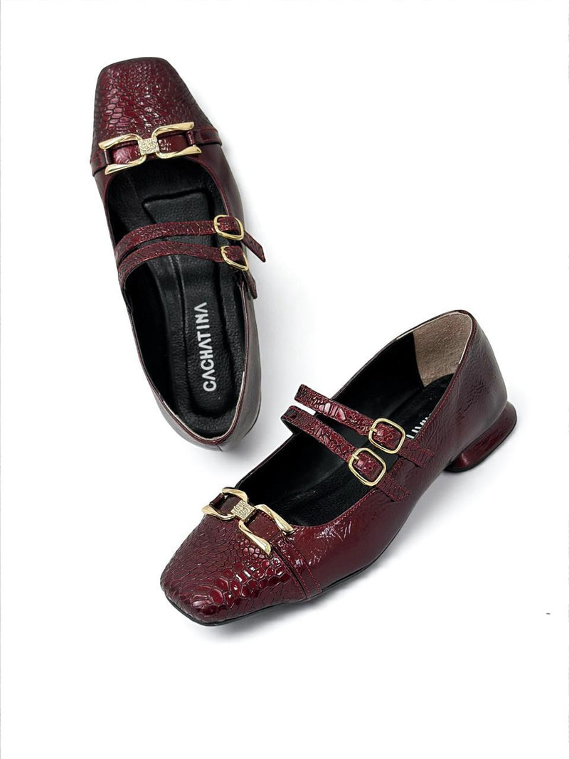 BALETA GLAM- CHAROL VINO TINTO MOJADO X BALTIMORE VINOTINTO 1.5- MARY JANE- CALZADO CACHATINA