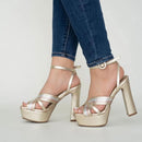 CALZADO CACHATINA - PLA 30 MUJER - ALFINA - CUERO DORADO - TACON 12.5 CM